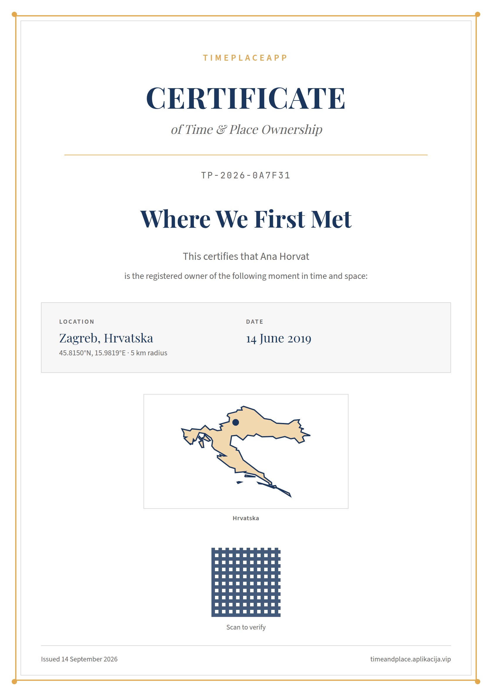 Primjer certifikata — Klasično
