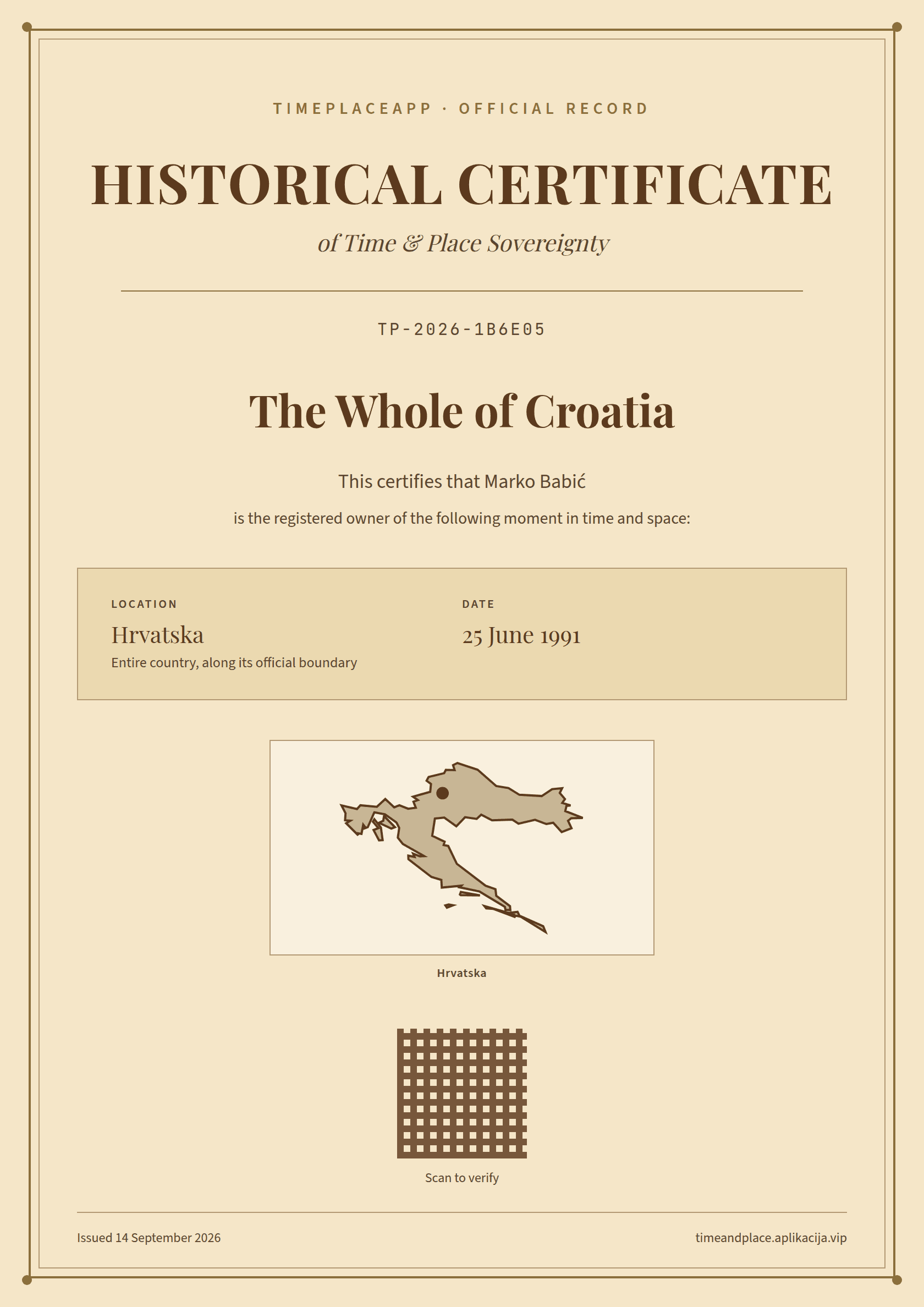 Primjer certifikata — Povijesno